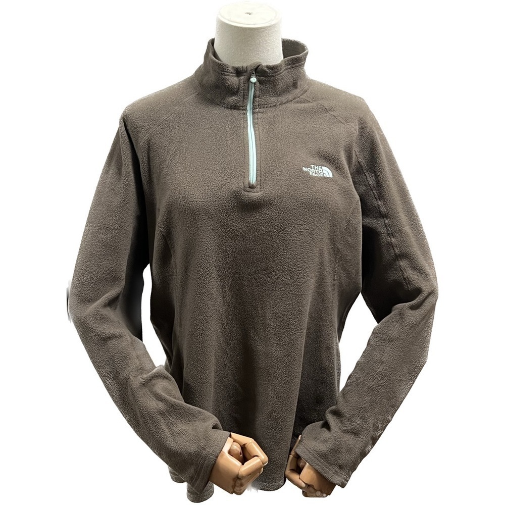 North face lightweight fleece quarter zip grey blue long sleeve sweatshirt camp